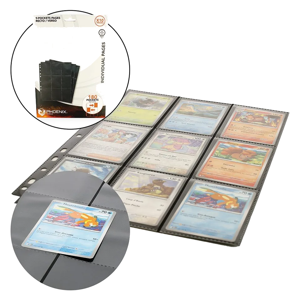 PHOENIX SHIELD - Sachet de 10 Feuilles de classeur 9 cases